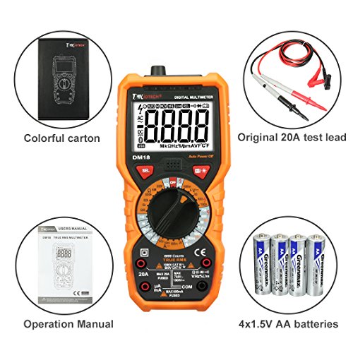 DMiotech Digital Multimeter DC AC Voltage Current Ohm Meter Resistance Capacitance Transistor Frequency Measurement Multi Tester LCD Backlight - Thumbnail 6