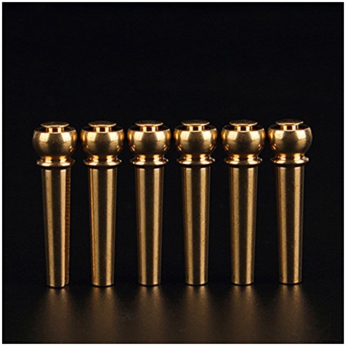 ALLCACA Guitar Bridge Pins Brass Guitar Bridge Pin Set Guitar Replacement Parts, Set of 6 - Thumbnail 3