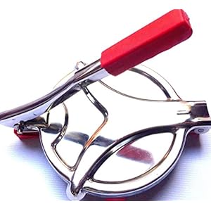 Taluka Stainless Steel Puri/roti-Press, 6.5 Inch, Silver & Red