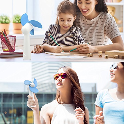BicycleStore Personal Handheld Fan, Portable Mini Pocket Fan with Foam Blades, Small Quiet Desk Fan Powered by USB or Rechargeable Battery for Office, Table, Travel, Camping