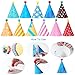 NUOLUX Birthday Party Decorations Kit - Paper Cone Hats with Pom Poms Party Blowouts Balloons Hanging Paper Honeycomb Flower Balls Heart Shaped Cake Toppers