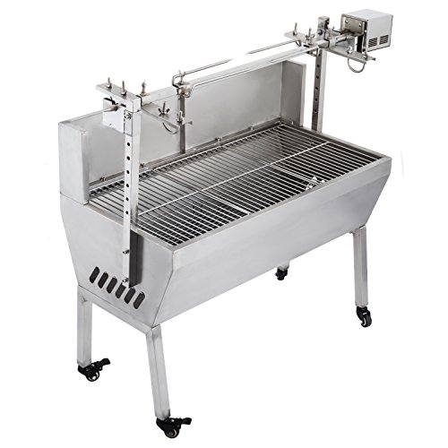 OrangeA Grill Motor 23W 110V 132 Lbs BBQ Pig Lamb Rotisserie Roaster Stainless Steel Skewer Roast G