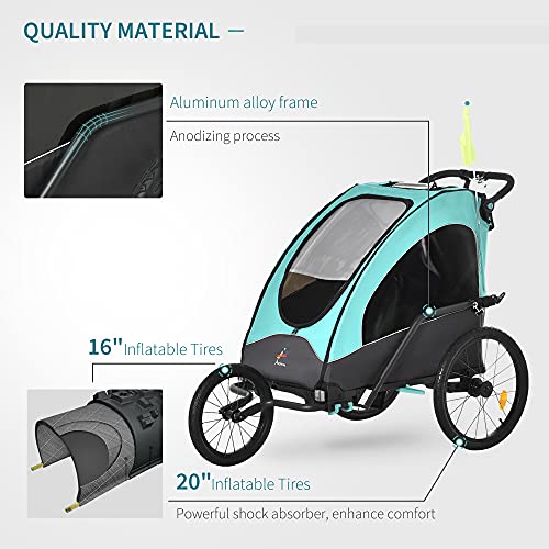 Aosom Bike Trailer for Kids 3 In1 Foldable Child Jogger Stroller Baby