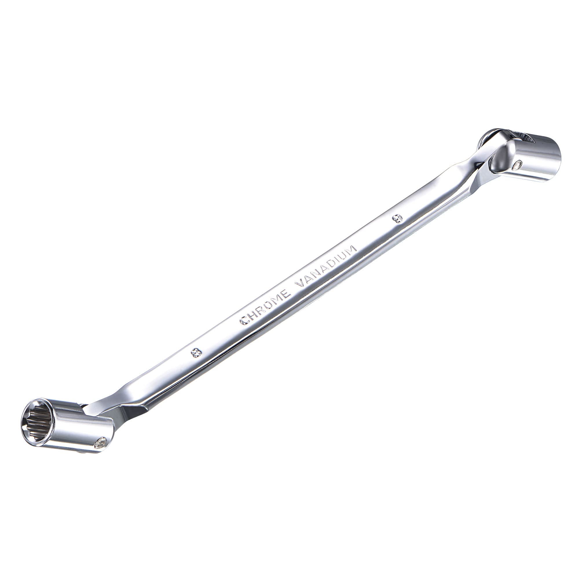 uxcell 12 Point Flexible Head Socket Wrench, 8mm x 9mm Metric Double Swivel Box End, CR-V 180 Degree Rotation for Mechanical Repair