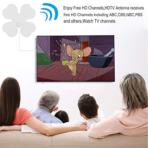 Sammid Boost TV Antenna Amplifier, HD Digital Indoor TV Antenna Version Four Leaf Clover Shape Indoor Powerful HDTV Amplifier Signal Booster 80 Miles Range Support 4K 1080p VHF-Noctilucent