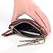 Leather Wallet with Keychain- Coffee Coin Purse- Zipper Credit Card Holder for Women