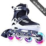 PAPAISON Adjustable Inline Skates for Kids and Adults with Full Light Up LED Wheels, Outdoor Blades Roller Skates for Girls and Boys, Men and Women