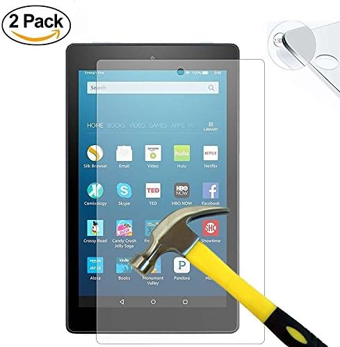 Walle Shop kindle Fire 7 Screen Prorector, 2-Pack Bundle HD Clear [Tempered Glass] [9H Hardness] Bubble-Free for Fire 7 Tablet (Previous Generation - 5th ,2015)