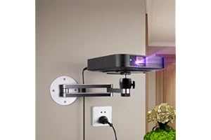 Liboer Foldable Projector Wall Mount Universal Adjustable Ceiling Wall Projector Mount Aluminum Alloy Projectors Stand,1/4" Screw Size (Wall Mount)…