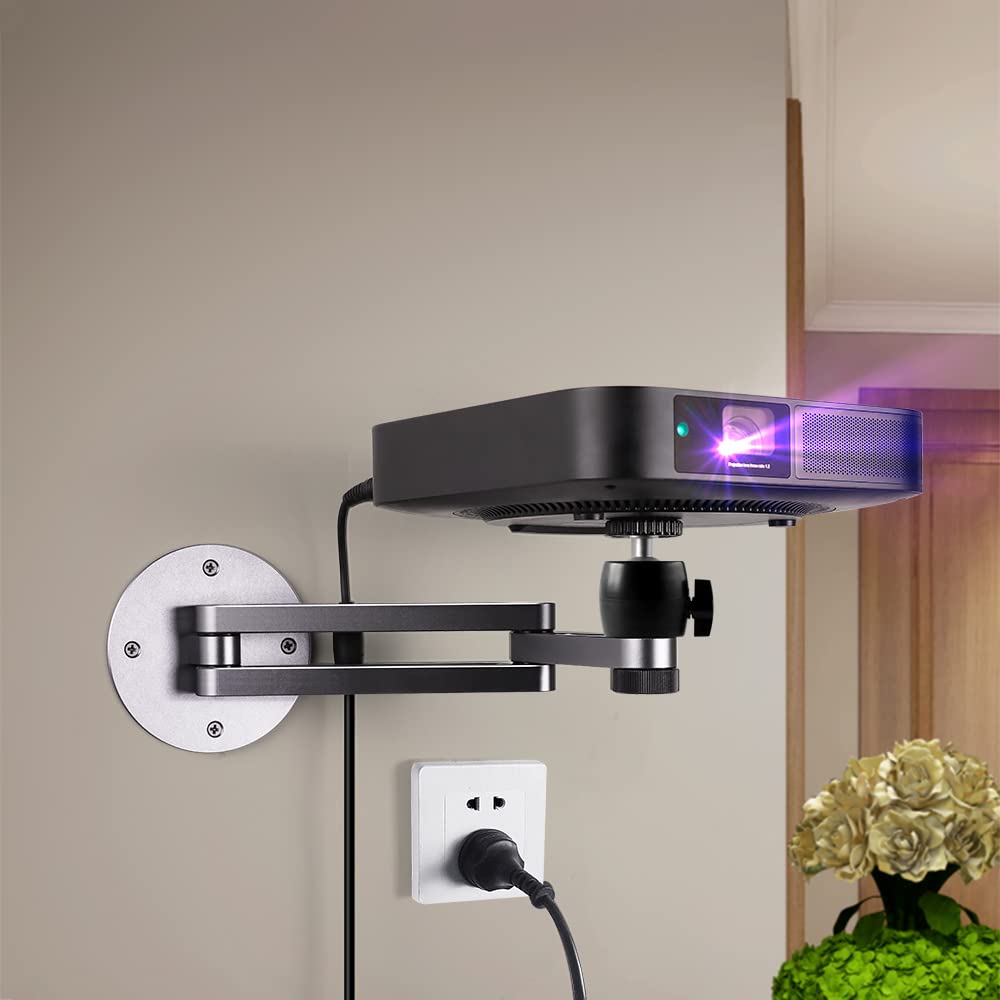 Foldable Projector Wall Mount Universal Adjustable Ceiling Wall Projector Mount Stand Aluminum Alloy Projectors Bracket (Wall Mount)