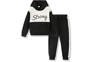 Voxikidio Kids Boys Clothes Color Blocking Hoodie Sweatshirts and Pant 2Pcs Fall Outfits Set Size 5-10