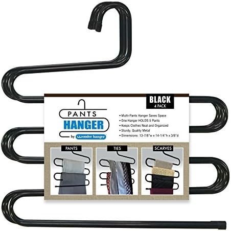 Pants Hanger by Wonder Hanger Pack of 4 in Black