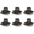 (6 Pack) Sharp EL-1611V EL-1750V EL-1801V Calculator Ink Roller, Black and Red, IR-40T and EA772R Compatible