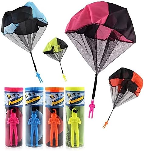TOSTAR 4 Piece Set Tangle Free Throwing Toy Parachute Men, Toss It Up and watch Landing 4 Different Colors
