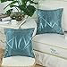 Pack of 2 CaliTime Throw Pillow Covers Cases for Couch Sofa Home Decor, Modern Triangles Abstract Lines Geometric, 18 X 18 Inches, Teal