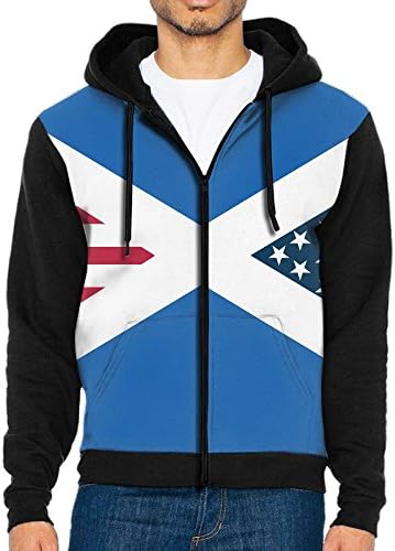 Men's Scotland USA Casual Pockets Sweatshirt Full Zip Hoodie Crew Hooded Shirts Athletic Sportwear