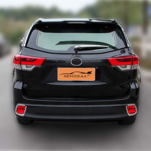 Senzeal ABS Chrome Rear Fog Light Lamp Frame Cover Trim for Toyota Highlander 2015 2016 2017 2018 2019 2PCS - Thumbnail 3