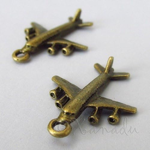 OutletBestSelling Pendants Beads Bracelet Airplane Charms - 30mm Antiqued Bronze Travel 5pcs