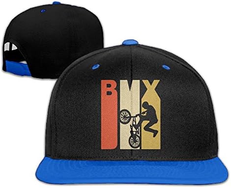 Retro 1970's Style BMX Silhouette Unisex Hip-Hop Flatbrim Snapback Hats Adjustable Baseball Cap for Men