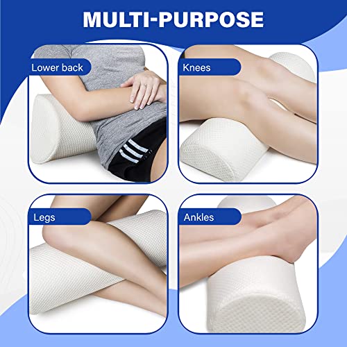 Back Pain Relief Bolster Pillow Half Moon Knee Pillow for Side, Back, Stomach Sleepers Semi