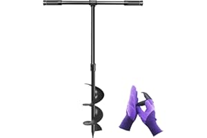 LONGRUN Manual Garden Hole Digging Drill Bit, Hand Drill Auger Post Hole Digger for Planting, Spiral Drill Planter for Bulb, Flower, Tree, Seedlings, Bedding Plants, Umbrella, Fence Holes-6"x 38"