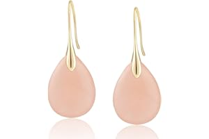 Sriomu Agate Tear Beads High Luxury Purple Pink Earrings for Women, Crystal Fishhoop Dangle Drop Earrings, Gold silver tones earrings for Women