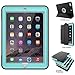 DUNNO Case Compatible with iPad 6th/5th Generation 9.7-Inch 2017/2018, Three Layer Heavy Duty Full Protection Case with [Auto Sleep/Wake] Stand Design for iPad 5/6 Generation (Black+Light Blue)