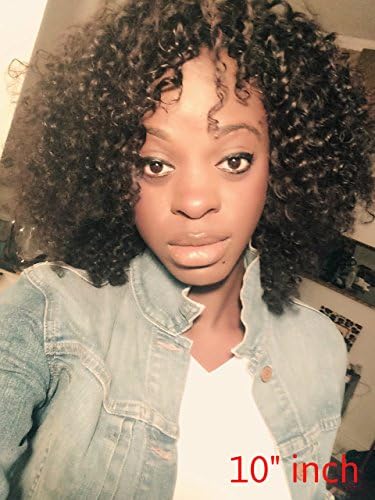 Kinky Curly 10โ inch 100% Virgin Remy (Remi) Human Hair Weaves Extensions 115grams Curly Weft Crochet Bundle Off Black #1B
