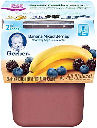 Gerber 2nd Foods Banana Blackberry Blueberry 4 Ounce Tubs, 2 Count (Pack of 8)