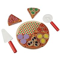 Amojor DIY Food Toy, Kids Learning & Educational Wooden Veg Pizza Food DIY Role Play Simulation Tableware Pretend Play Toys Set