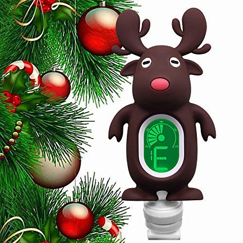 SWIFF Guitar Tuner Clip-On with Sensitive Tuning Bright Clear LCD Display for All String Instruments Bass, Ukulele, Violin Accessories(Reindeer Brown)