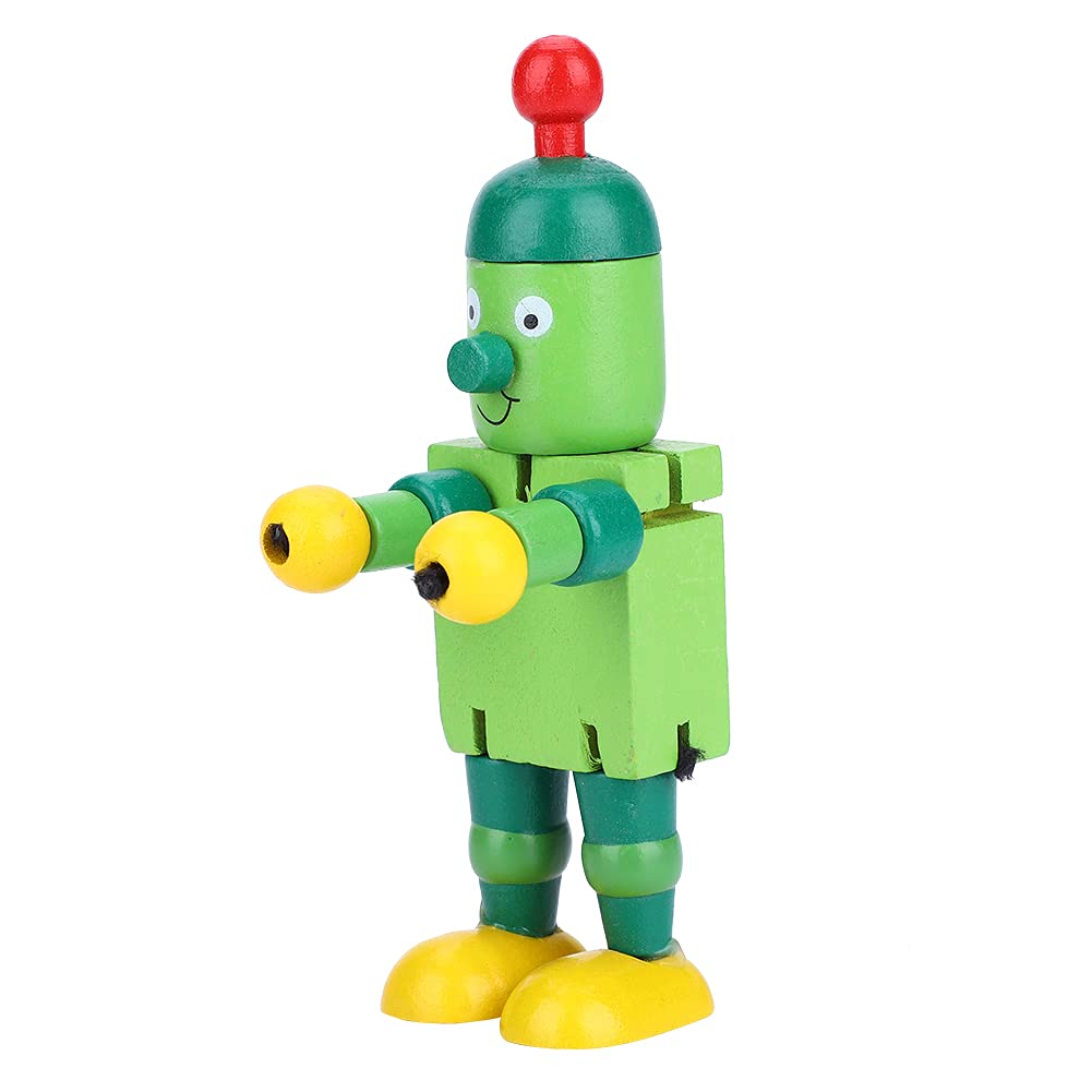 bizofft Wooden Robot Toys, Non-Toxic Bright Color Wooden Material Kids Robot Toys, Safety for Kids(green)
