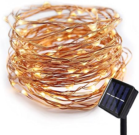 Goodland's Solar Powered String Lights,100 LEDs Waterproof Lights,Copper Wire String Lights for Gardens,Patios,Parties,Wedding,Christmas (Solar Powered︱ Warm-white)