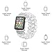 Fohuas Compatible for Apple Watch Bracelet 38mm 40mm 42mm 44mm iWtach Series 4 Series 3 Series 2 Series 1, Crystal Beads Metal Chain Elastic Stretch Apple Watch Band Strap for Women Girl, White