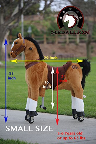 Medallion Genuine My Pony Ride On Real Walking Horse for Children 3 to 6 Years Old or Up to 65 Pounds (Color Small Brown Horse) for Boys and Girls