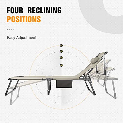 Nice C Folding Camping Cot, Lounge Chair, Sleeping Bed, 4Reclining