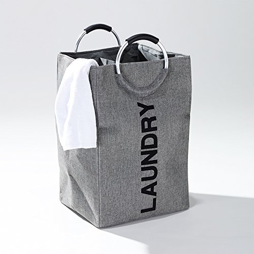 CLJ with Round Handles Laundry Bag Hamper, Small, Grey