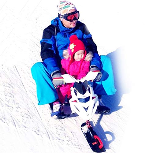 Snow sled Heavy Duty, Durable Metal Racer Snow Sledge with Brakes Steering Wheel Pull Rope for Kid & Adult-C - Thumbnail 2