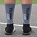 Just Wrestle Printed Mid Calf Socks | Wrestling Socks by ChalkTalkSPORTS | Large | Gray