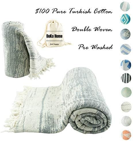DoKa Home Turkish Towel - Full Cotton Peshtemal - Turkish Bath Towel 39x70 inches - Pre Washed, More Softly, Beach, Bath, Spa, Hammam, Super Soft Towels (Black Colors)