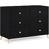 Delta Children Essex 6 Drawer Dresser, Black/Natural