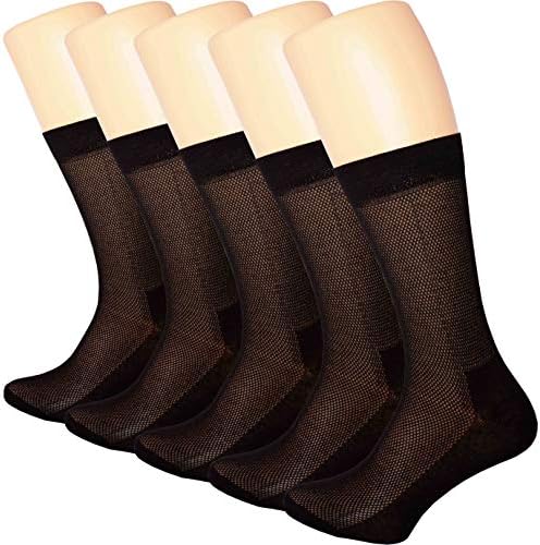 5-Pack Men's ultra Thin Breathable Cotton Dress Socks Black Color Large