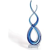 Badash - Touch of The Blues Murano Style Art Glass Centerpiece on Crystal Base H14