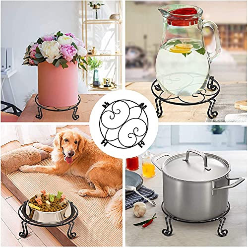 Panta 2 Pack Black Metal Plant Stands Heavy Duty Round Planter Holder