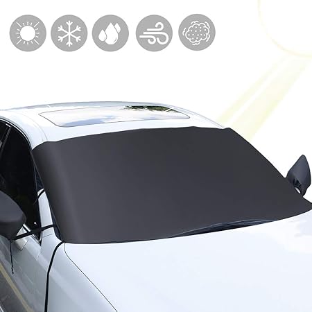 Amazon Co Jp Fanaticalpurchasejp カーフロントカバー 車 凍結防止カバー 雪対策 霜よけ 日よけ 盗難防止挟み耳付き 車 フロントシェード 軽自動車 Suv車 普通車に適用 190cm X 95cm 車 バイク