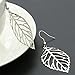 CH Women Leaves Shaped Earrings Jewelry Long Earrings Hook Earring (Silver)