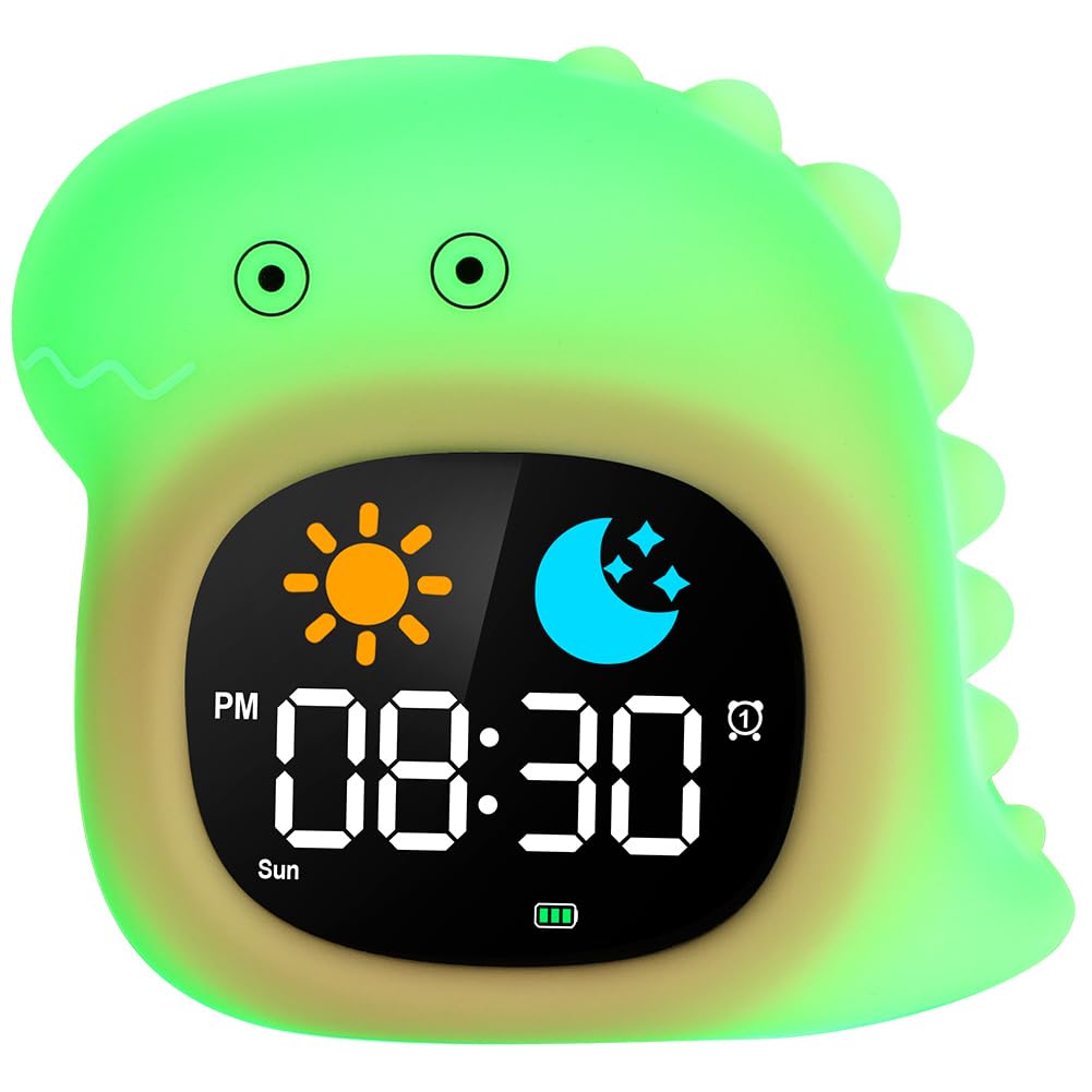 HOTUT Kids Sleep Trainer with Night Lights & Animal Night Light, Toddler Alarm Clock with Snooze & 6 Sleep Sounds
