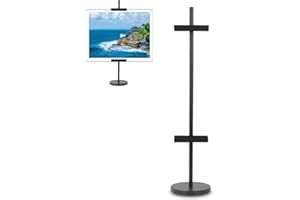 BigKing Tabletop Picture Frame Stand - Floor Standing Photo Frame Holder with Wide Base, Metal Art Display Stand, Adjustable Height up to 31.5 Inches, for Floor, Countertop