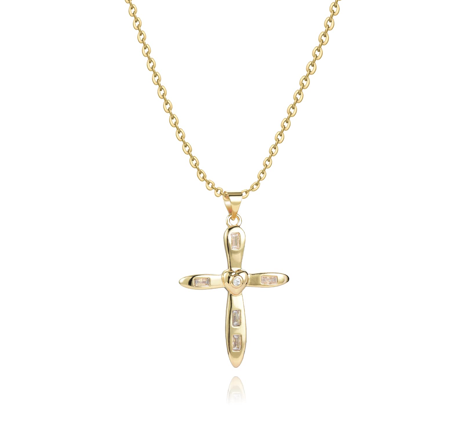 SBI Jewelry God Hollow Cross Gold Necklace for Women Jesus Love Square Clear CZ Gold Heart Sister Friends Religious Family Birthday