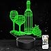 3D Night Light Wine Cup Bottle Led Light Optical Illusion Lamp 7 Color Changing with Remote Birthday Christmas Gifts for Kids Girls Adults Home Wine Bar Decoration